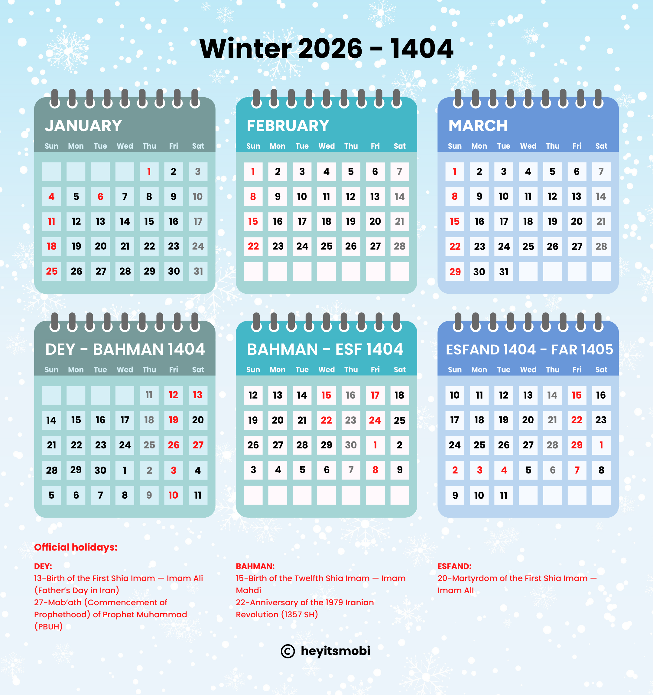2026 converted to Iranian calendar - winter 1404